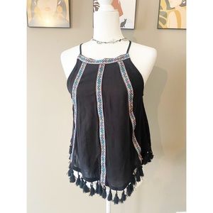 H&M X Coachella Boho Tassel High Neck Top